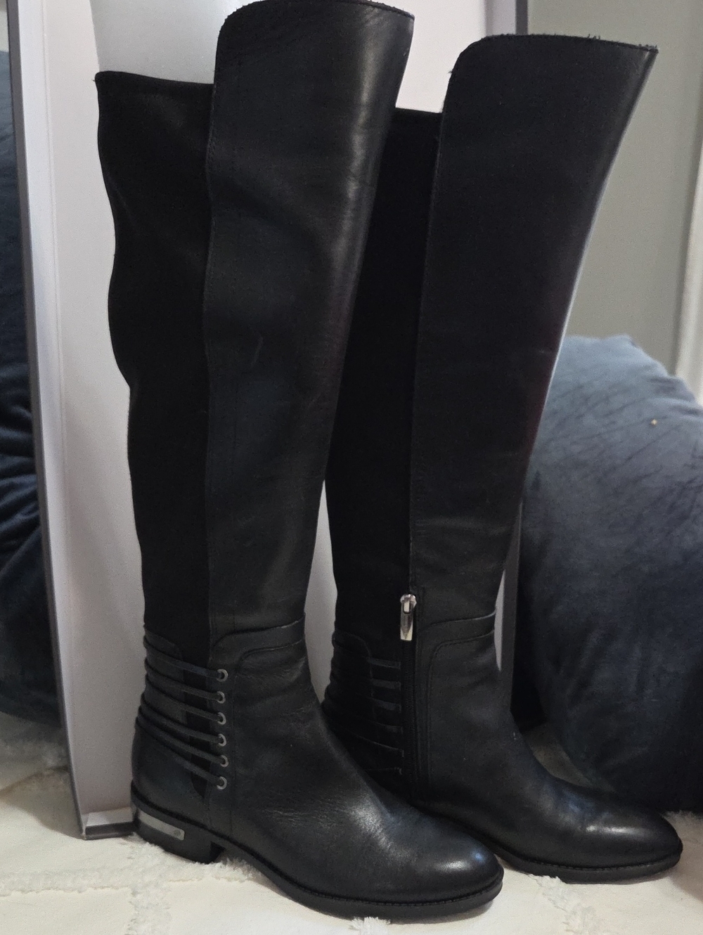 Vince Camuto Black Over-the-Knee Leather Boots